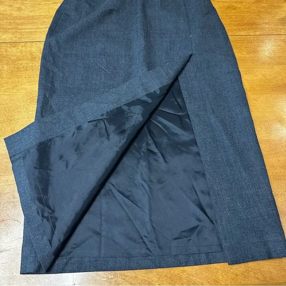 Vintage 90s Gianni Wool Pencil Skirt Gray Office Side Slit Lined Made in‎ USA 6